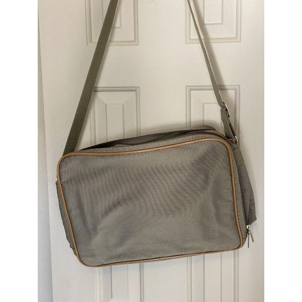 London Fog Shoulder Messenger Luggage Travel Bag Brown Multi Compartment Vintage